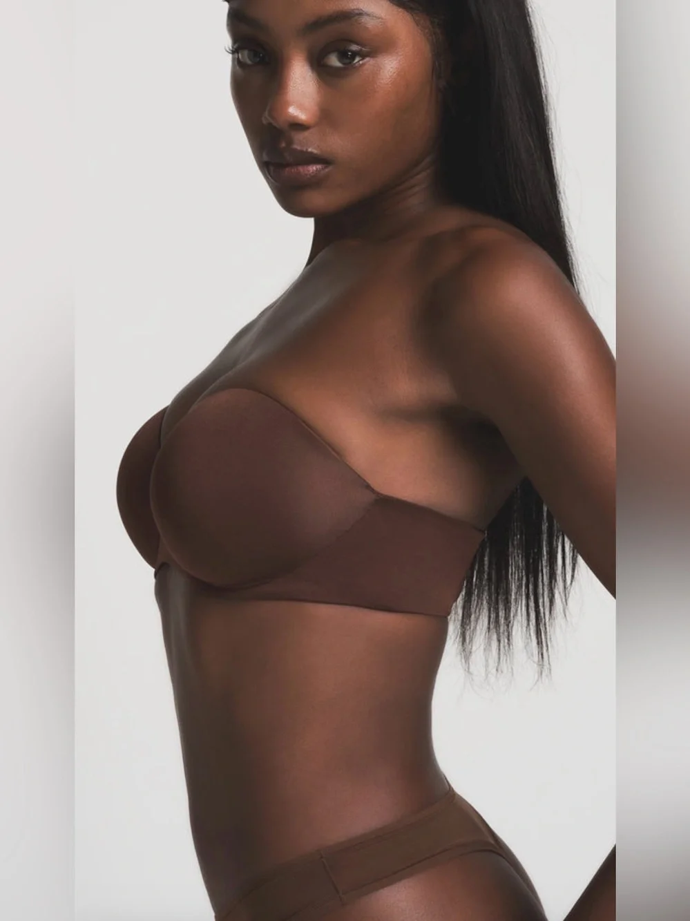 SKIMS Brown Padded Strap Bra